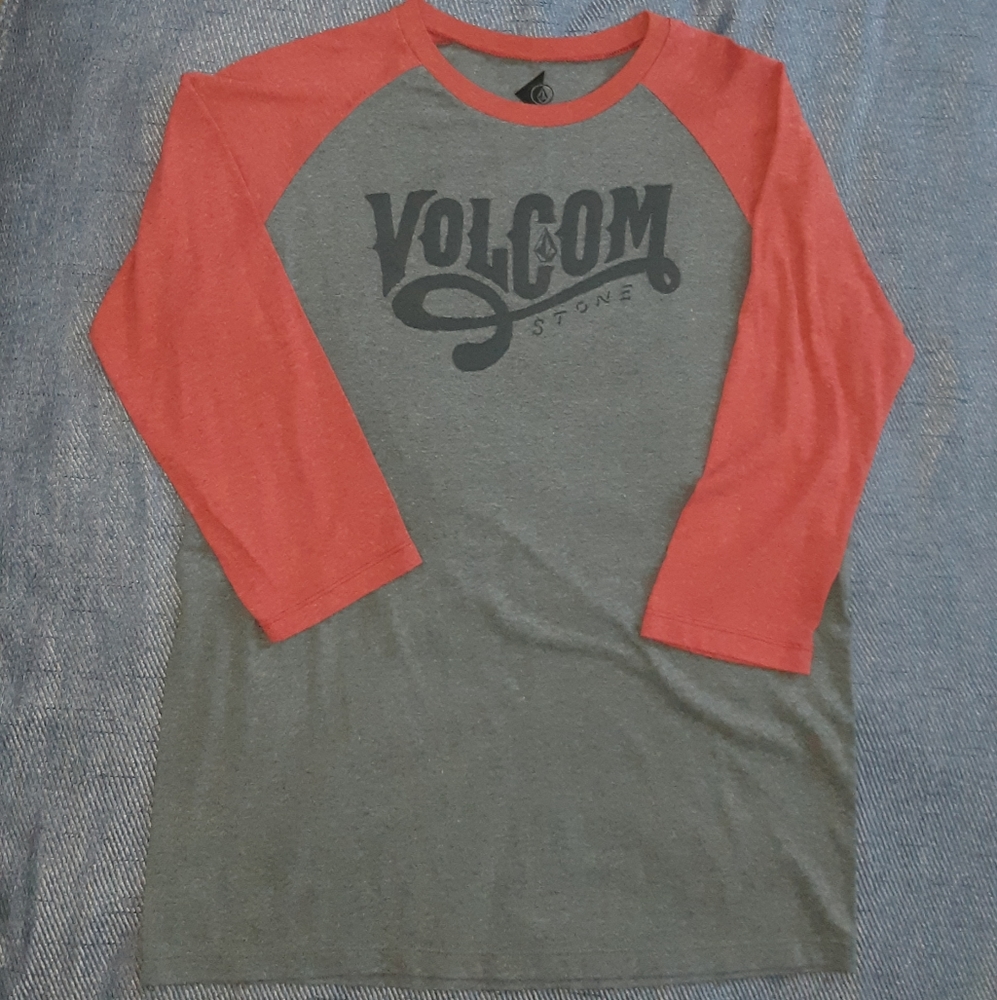VOLCOM shirt gray and red large